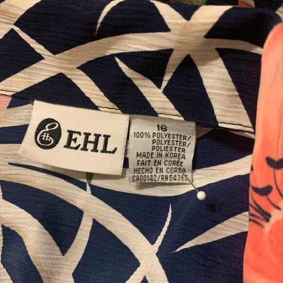 EHL. Size 16. Short Sleeve Button Up Aloha Hawaiian Shirt. Yoke. Slits. B54 - Picture 4 of 4